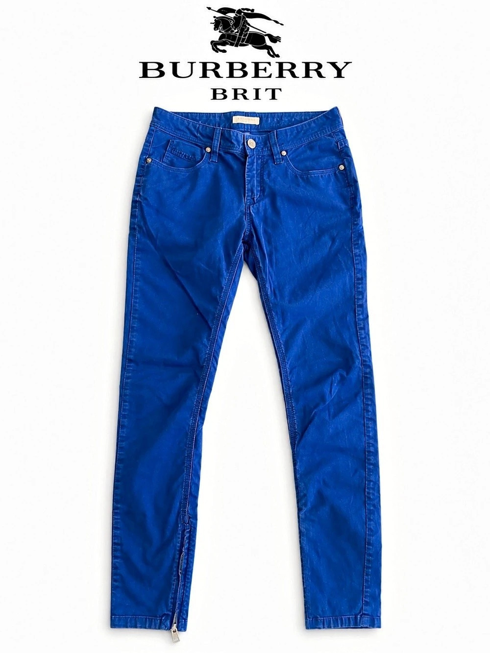 Burberry Brit Cobalt Blue Skinny Ankle Zip Jeans / Pants